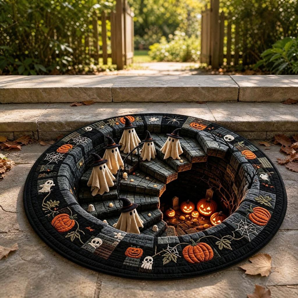 Halloween Round Velvet Area and Floor with 3D Effect for Indoor Decor