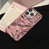 Electroplate Pink Wrinkle Wave Pattern Glossy Case For iPhone 17 Air 16 15 14 13 12 11 Pro Max Bright Back Cover