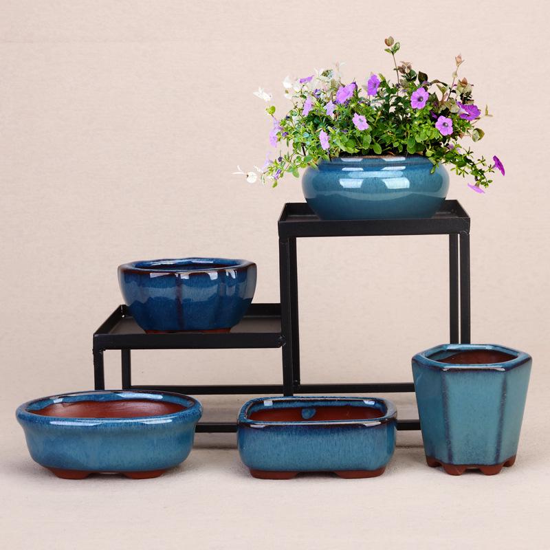 Zisha Ceramic Palm-Sized Succulent Pot for Living Room or Office, Breathable Bonsai Planter