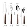 Retro Wooden Handle Walnut 304 Stainless Steel Cutlery Set: Dessert Spoons, Forks, and Slim Waist Steak Knives