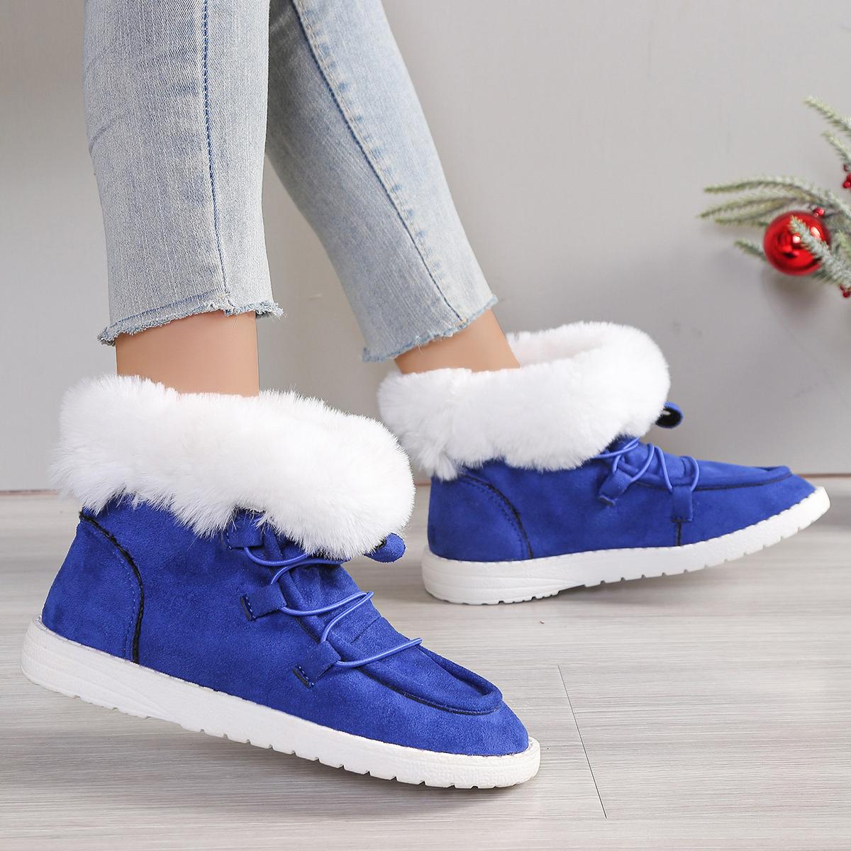 

Женские теплые ботинки зима 2024 новые плюшевые зимние ботинки женские повседневные хлопковые туфли женские однотонные круглые носки утолщенные пушистые ботинки женские 43 синий