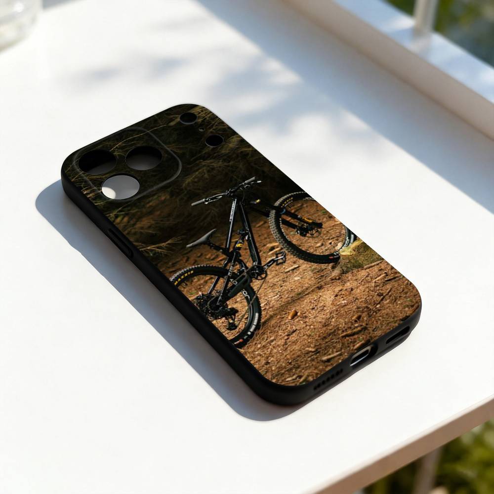 Mountain Bicycle Bike Cool For iPhone 17,16,15,14,13,12,11,Pro,Max,Plus,E,SE4,Air,Mini Black Soft Cover Phone Case iPhone13
