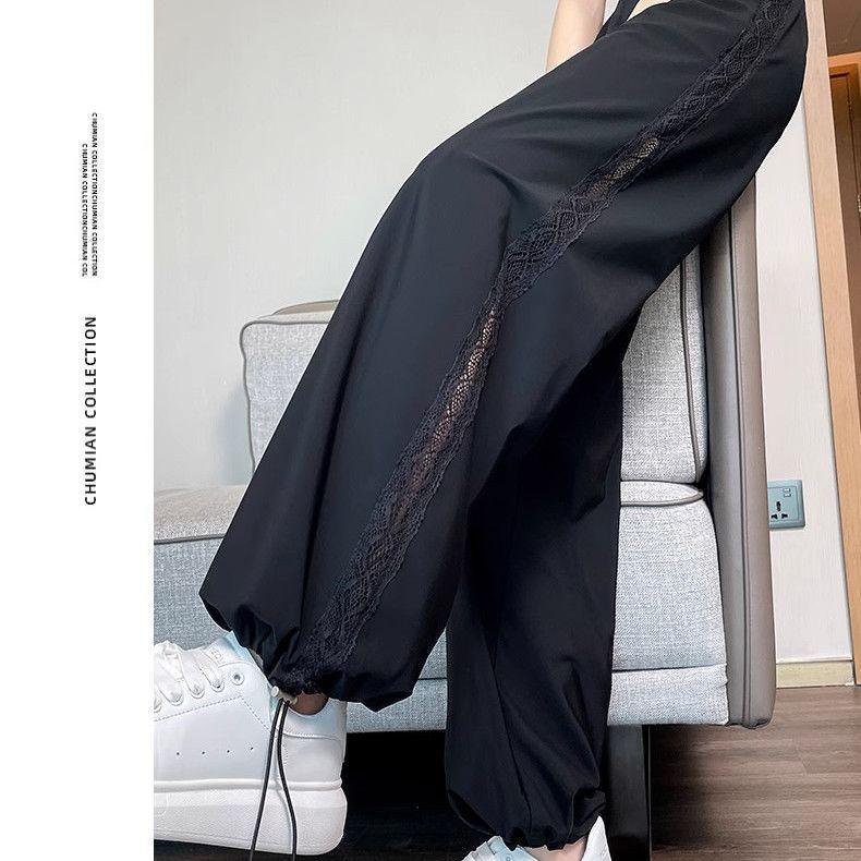 

Women s Plus Size Ice Silk Quick-Dry Wide-Leg Summer Pants 2026 - Casual Lightweight Joggers M (48-55 kg) чёрный