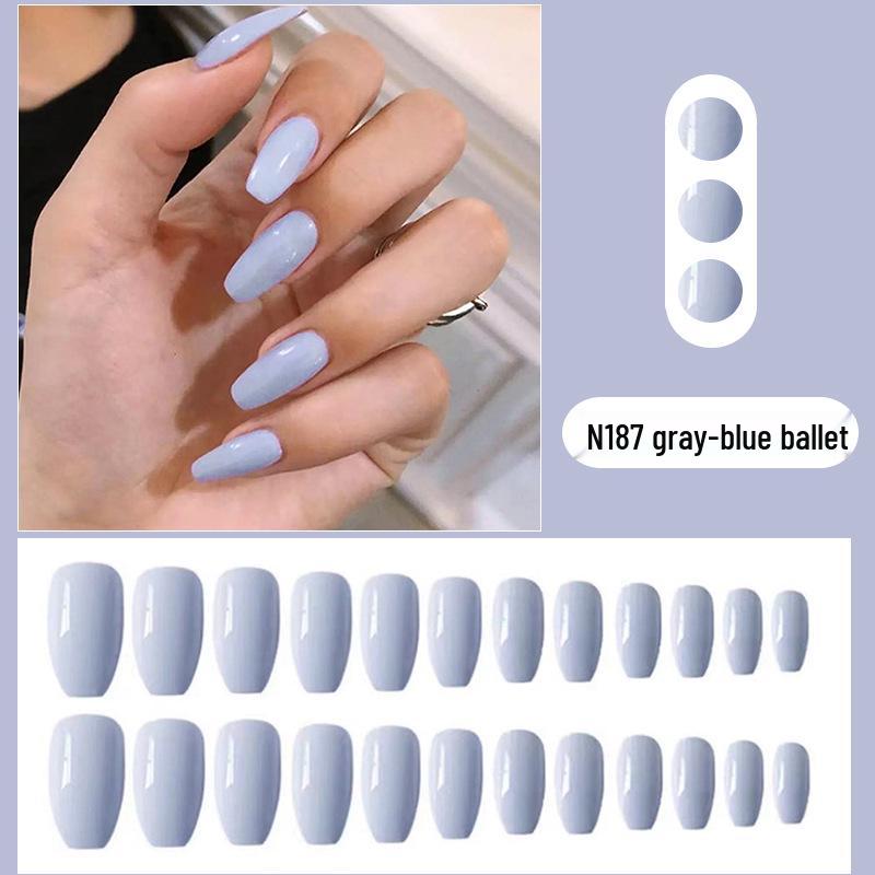 

Серо-голубые балетные накладные ногти средней длины