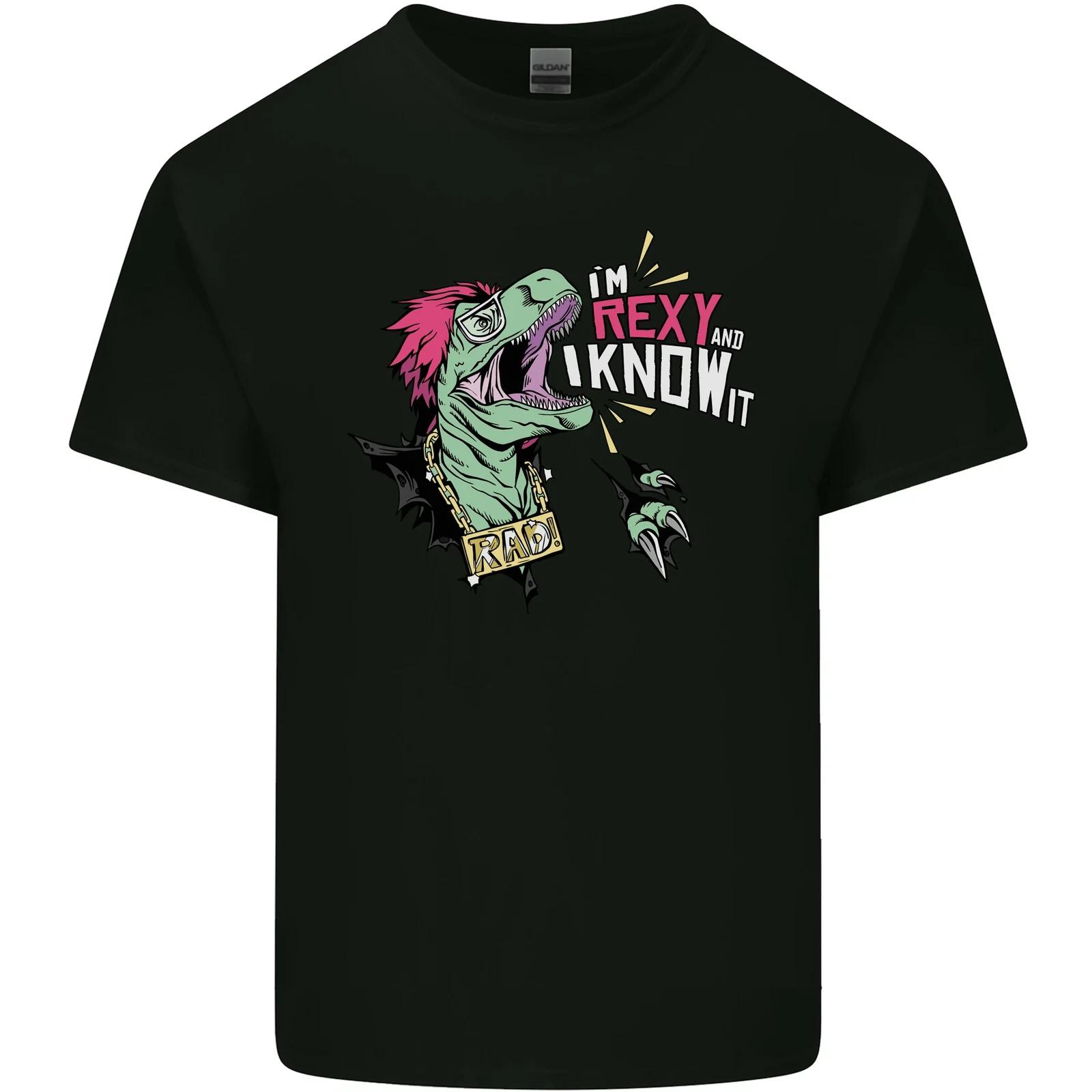 Dinosaurs T-Rex Im Rexy and I Know It Sexy Kids T-Shirt Childrens 2XL