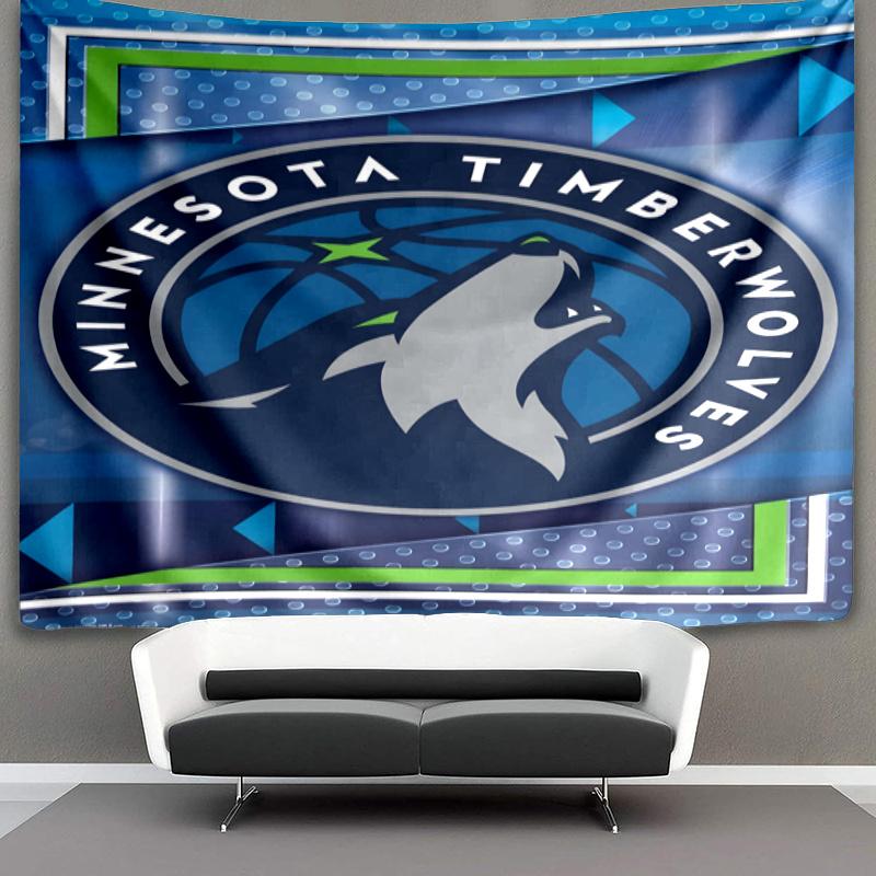 Timberwolves Logo Printed Tapestry, Fabric Tapestry Wall Hanging Decoration for Bedroom, Living Room, Dorm Room Home Party Fan Gifts