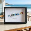 Sea Glass Art Photo Frame Home Decor with Handmade Sea Glass Birds in Black Wooden Frame Framed Sea Glass Bird Branch Ornaments