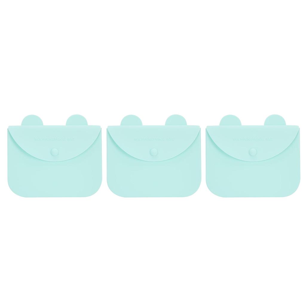 3 Pièces Sac de Rangement pour Masque Buccal Portable Anti-poussière Réutilisable Silicone Étui pour l'Extérieur(Rose )