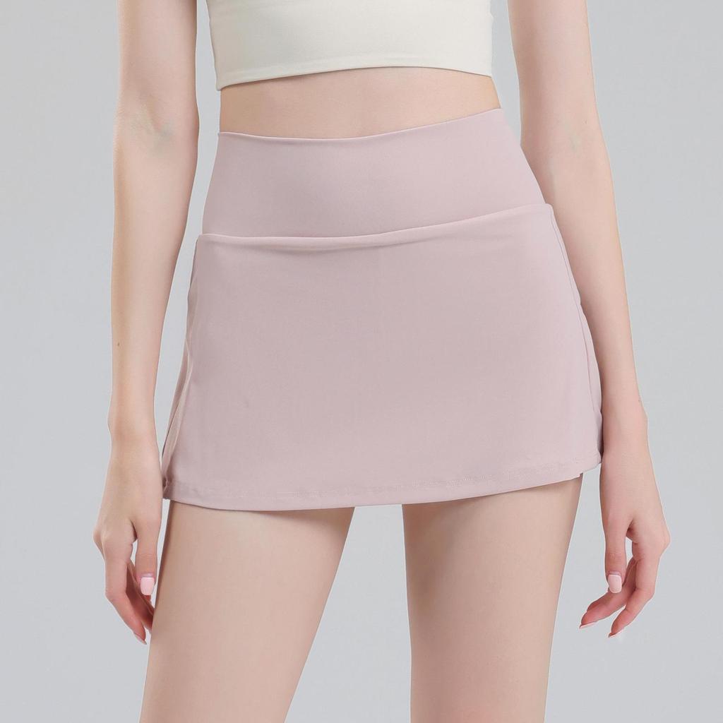 A-line High Waist Pleated Skorts with Lining - Summer Cool Anti-Exposure Running Tennis Yoga Fitness Shorts