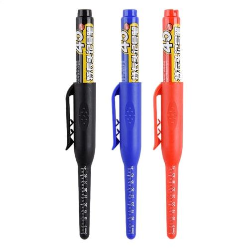 Carpenter's Marker Pens, Construction Marker Pens, 3 Colors, Heavy-Duty Architectural Pencils, Set of 3, for Carpentry, Architecture, Construction, Ma
