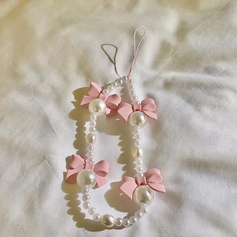 Bracelet de perles d'amour pour femmes, petit nœud en cristal frais, fleurs, amour, chaîne de téléphone portable, anti-chute, accessoires de coque de téléphone portable, DIY