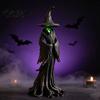 Witchcraft Theme Gift Halloween Witch Statue, LED Light Up Gothic Resin Figurine, Creepy Tabletop Sculpture Dark Fantasy Mysterious for Desktop