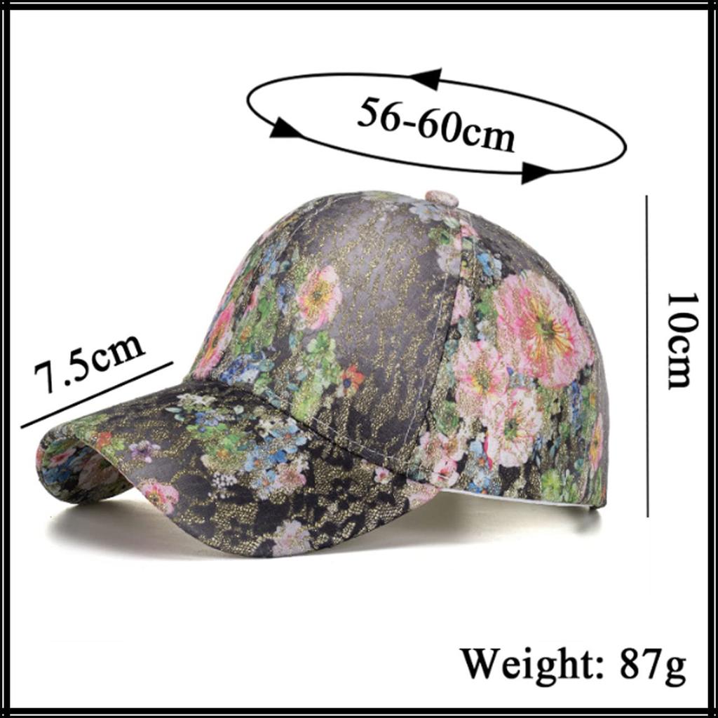 Floral CA670 [White Fang] Cap, Pattern, Glitter, Sports, Running, Outdoor, Women, Men, (Red)
