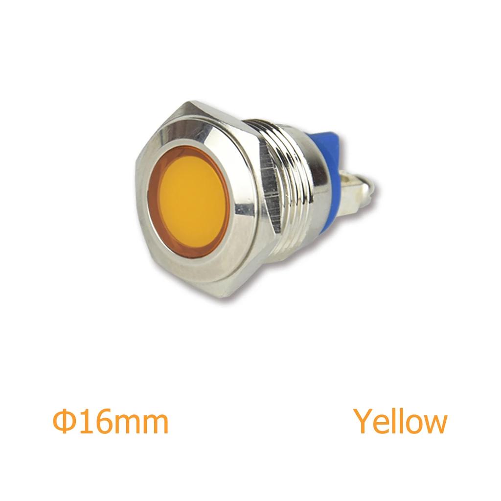 LED Indicator 16mm Metal Waterproof Indicator Lead Terminal With Bolt Foot Ring Connector 12V 220V Red  Orange Green Blue White