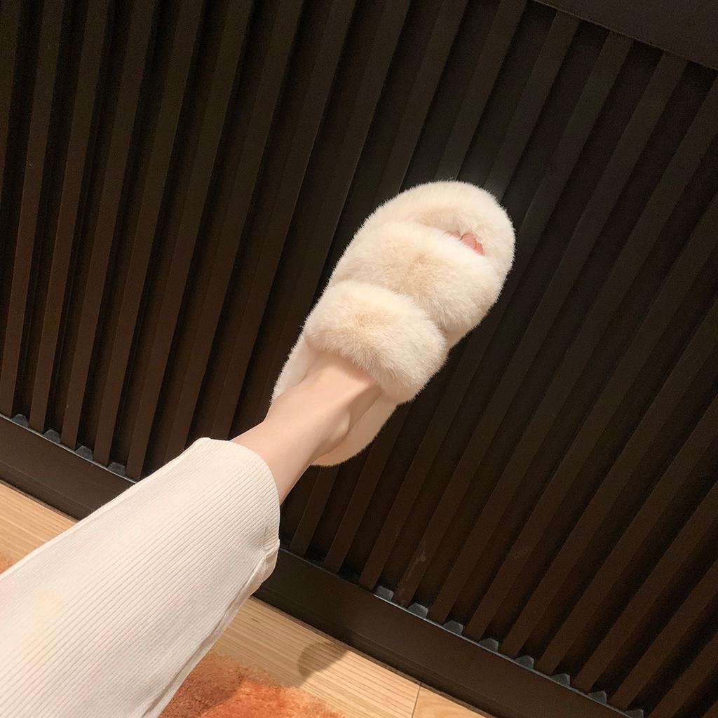 TX-1 fleece thick-bottomed flat-bottomed one-word fairy fluffy slippers outer wear female spring and autumn new models