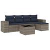 6 Piece Garden Sofa Set with Cushions Gray Poly Rattan