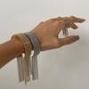 Youthway Exaggerated Personality Stainless Steel Two Color Circle Beads Tassel Bracelet Ring For Women Anti Allergic Jewelry