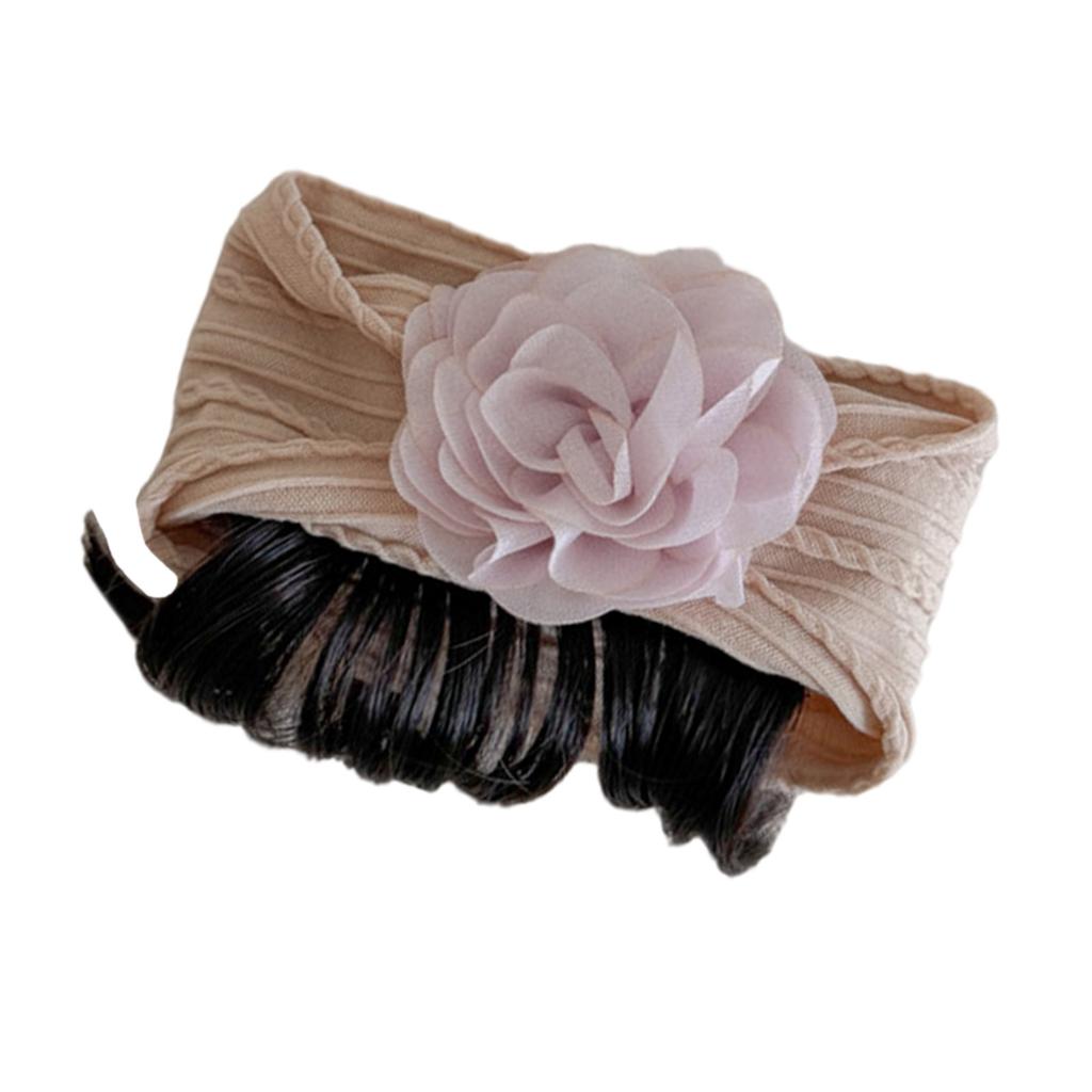 Infant Floral Faux Hair Band Comfortable Headwear Kids Fashionable Flower Wig Headband Cloth for Parties & Birthdays