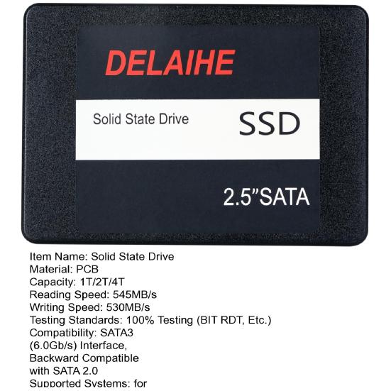 1/2/4TB SATA 3 2.5-inch SSD Speed Up To 545MB/s Read 530MB/s Write PC Desktop Laptop Internal Solid State Drive Computer Accessories