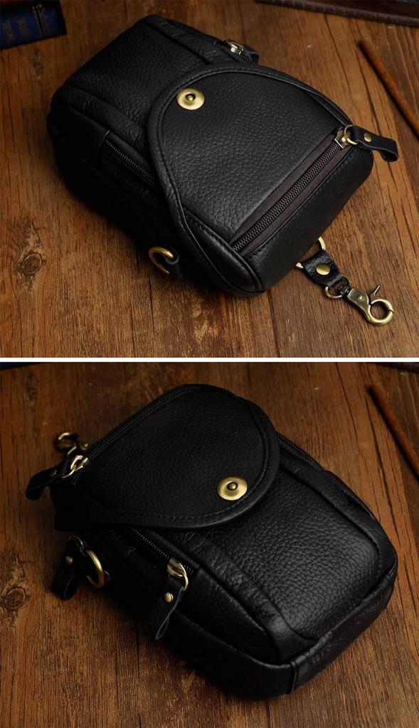 Genuine Leather Small Messenger Shoulder Satchel Waist Multifunctional Bag with Mobile Storage Waist Belt Size 269 Le'aokuu Men's Bag, Bag,