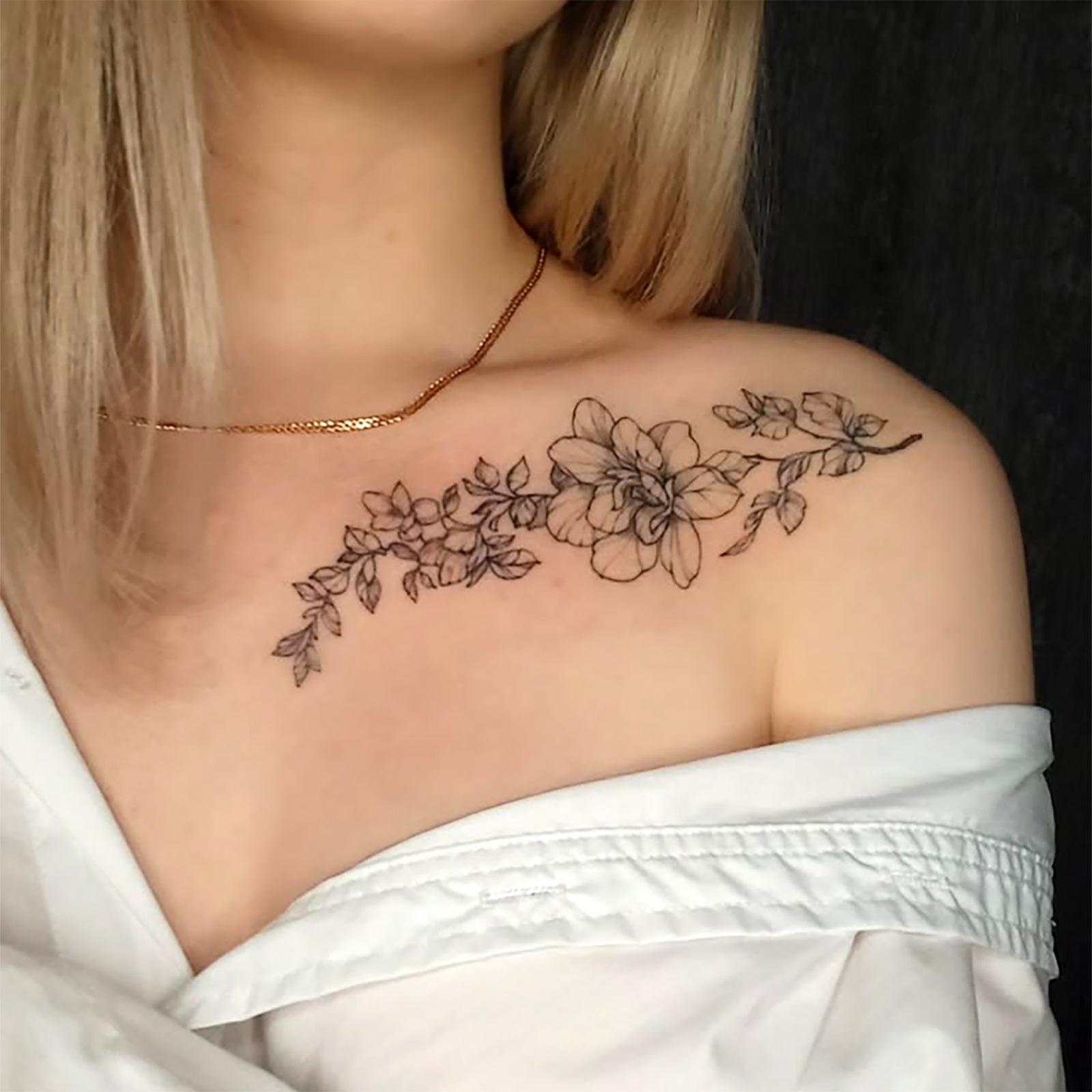 Glow Makeup Unisex Small Fresh And Simple Flower Tattoo Sticker High-End And Beautiful Collarbone Tattoo Sticker