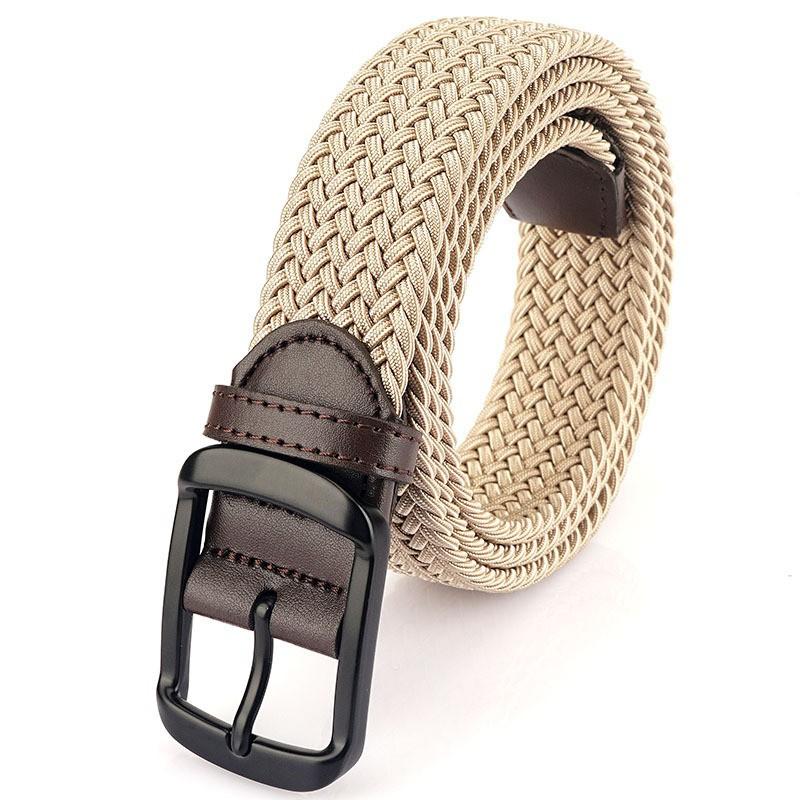 Pin Buckle Men's Knitted Waist Belt Wide Canvas Non-porous Middle-aged Silk Elastic Trousers