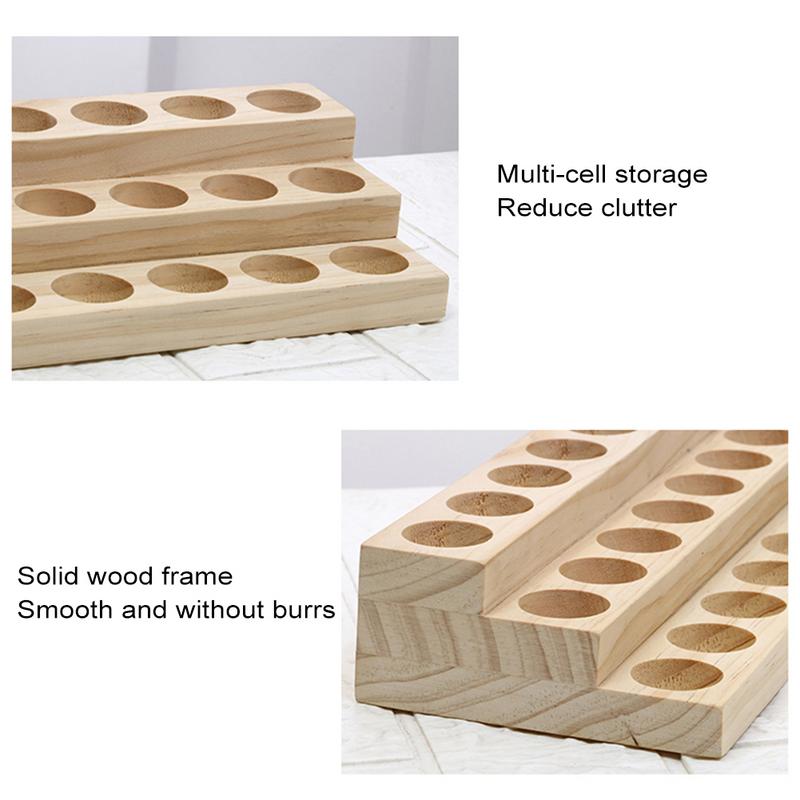 18 Slots Natural Wood Essential Oil Display Stands Holder Rack Storage Organizer Perfume Aromatherapy Nail Polish Storage Tray