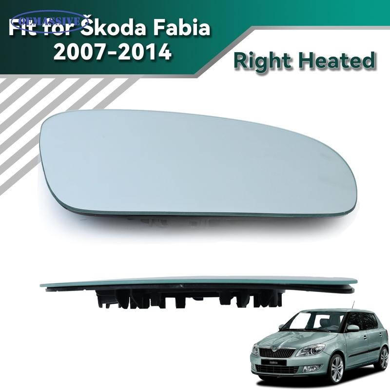 Для Skoda Fabia 2007-2014 Правая сторона/Со стороны пассажира Зеркальный элемент с подогревом Прямая замена Зеркало заднего вида 5J0857522 Зеркальный элемент бокового зеркала
