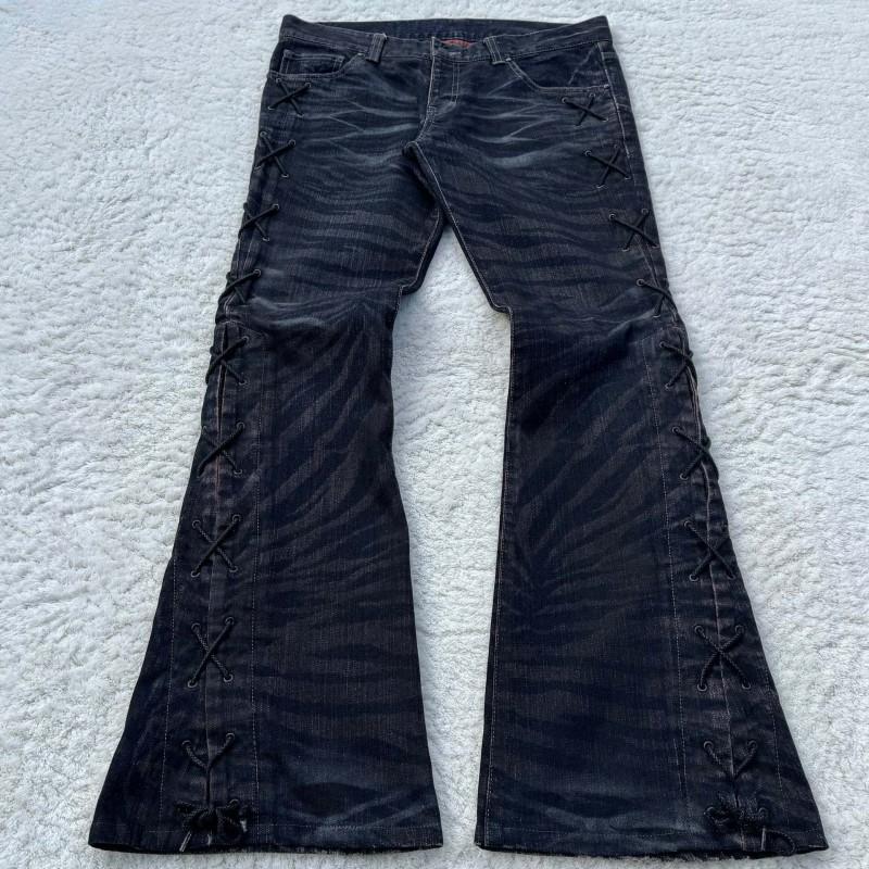 Y2K Vintage Gewaschene Abgewetzte High-Waist Schlagjeans Damen Low-Rise Stretch-Denim-Hosen