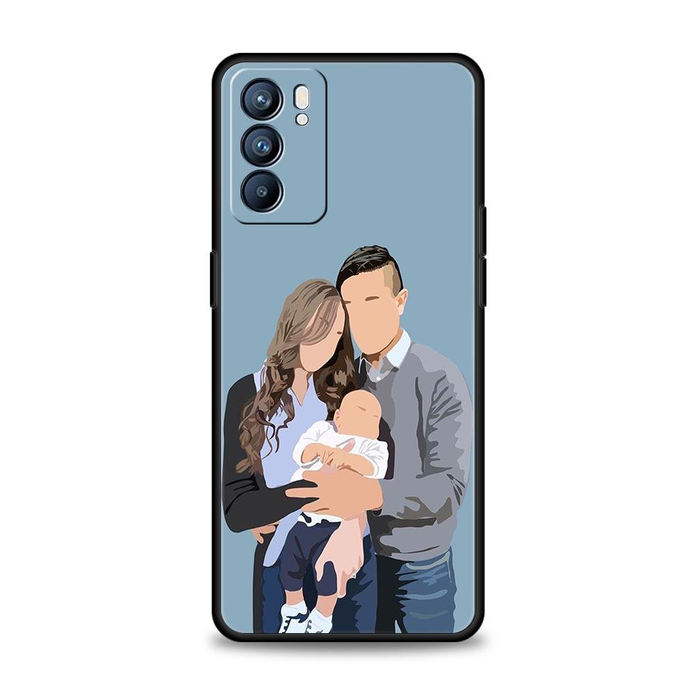 Baby Girl Mom Family Phone Case For Oppo Reno8 Reno7 Reno6 Pro A54 5G Find X6 X5 A53 A52 A9 A15 A95 A17 A16 A57 A31 Cover