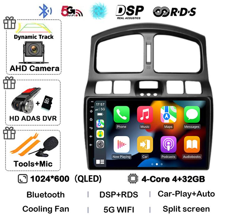Android 14 Car Radio For Hyundai Santa Fe SM 2000-2012 For JAC S1 (Rein) 2007-2013 Multimedia Video Player Navigation Stereo DSP