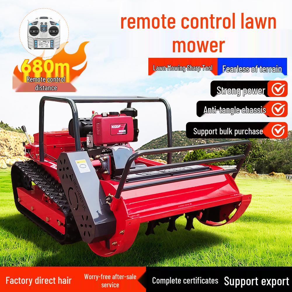Russian Diesel Remote-Controlled All-Terrain Tracked Lawn Mower for Steep Slopes