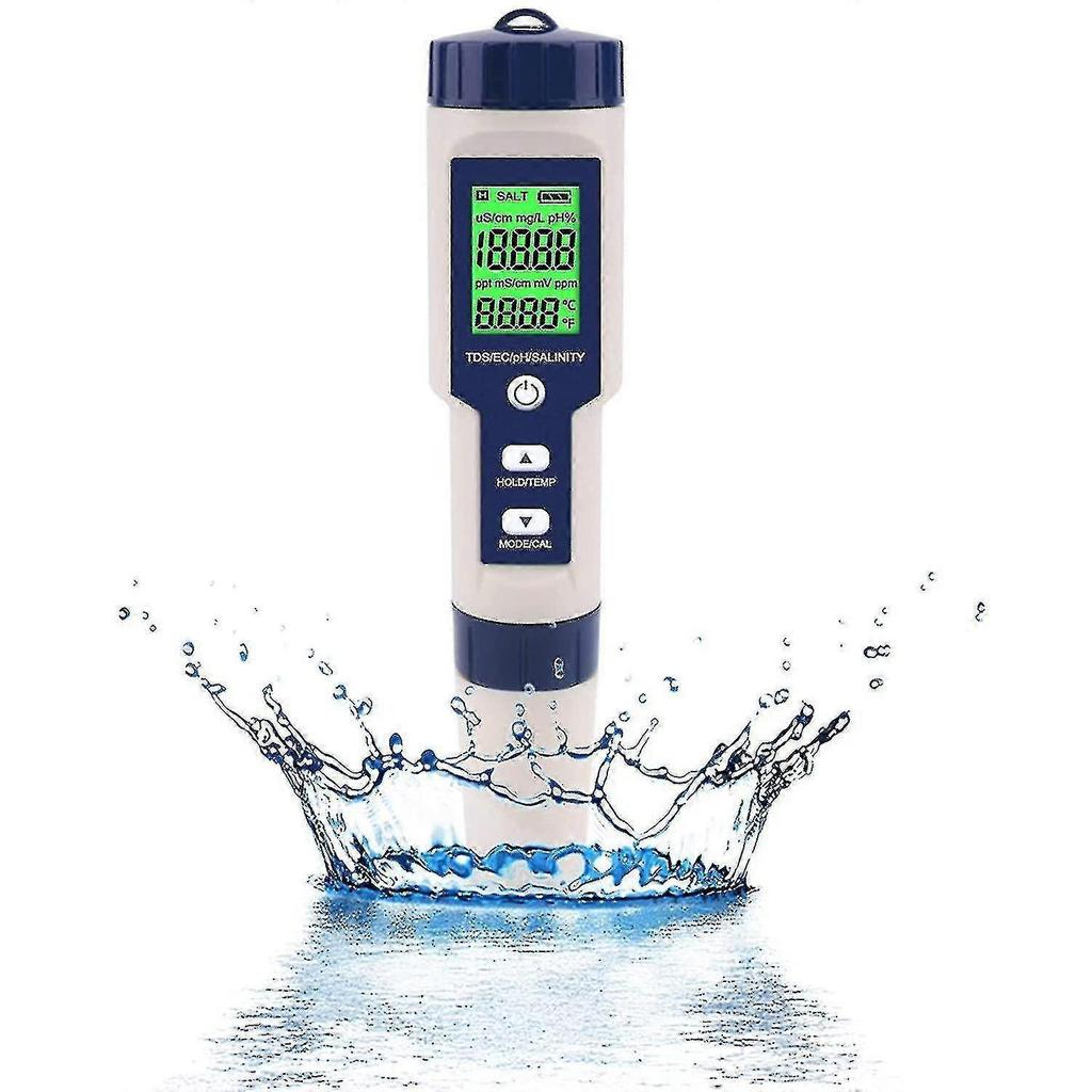 5-in-1 Electronic Ph Meter, Measure Ph & Tds & Ec Salinity & Temperature Water Quality Tester