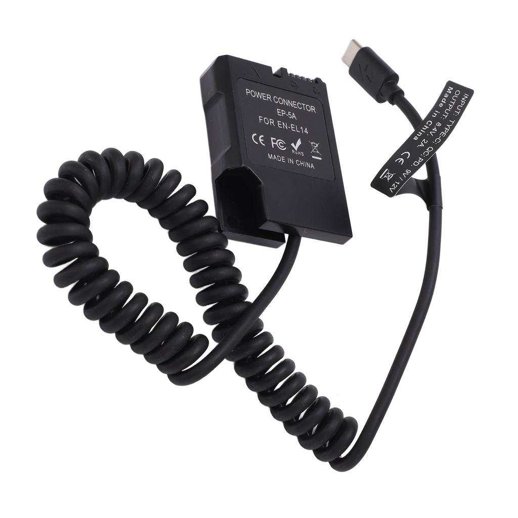 Type C Power Adapter DC Coupler ENEL14 Full Decoding Dummy Battery for Nikon D5600 D5500