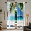 Natural Scenery Curtain Tropical Palm Trees Island Ocean Beach Window Drapes Home Dorm Bathroom Bedroom Set Of 2 Made Polyester Washable Ready