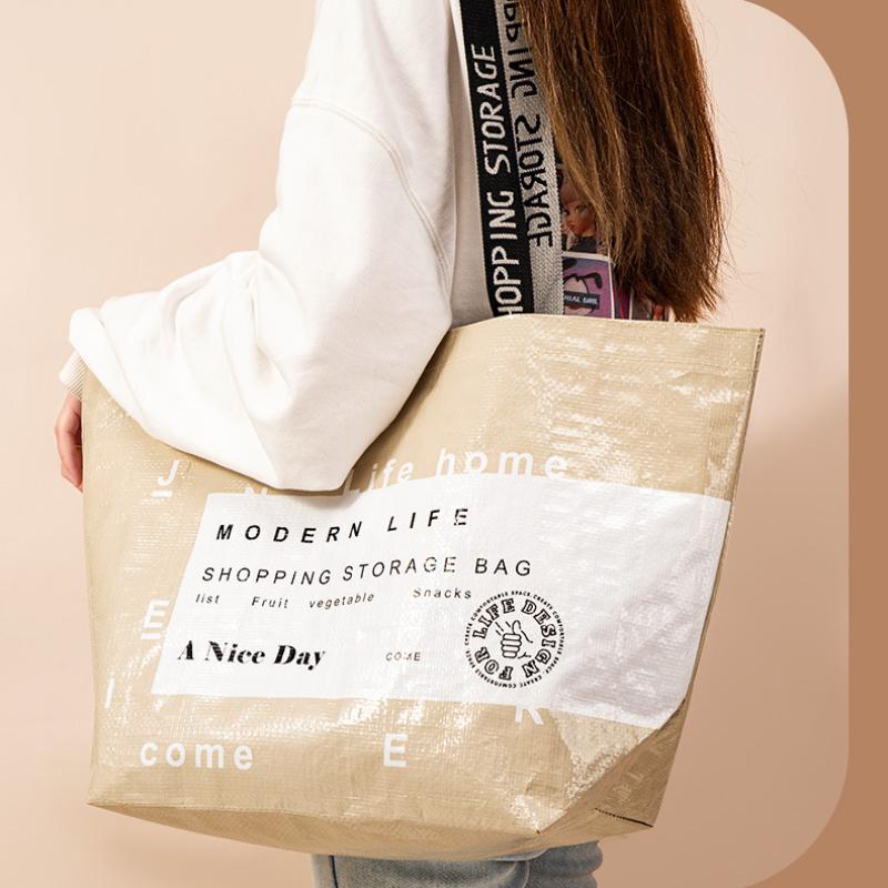 Borsa a tracolla in nylon comoda per la spesa, borsa ecologica impermeabile, regalo alla moda, borsa intrecciata pieghevole multi-formato