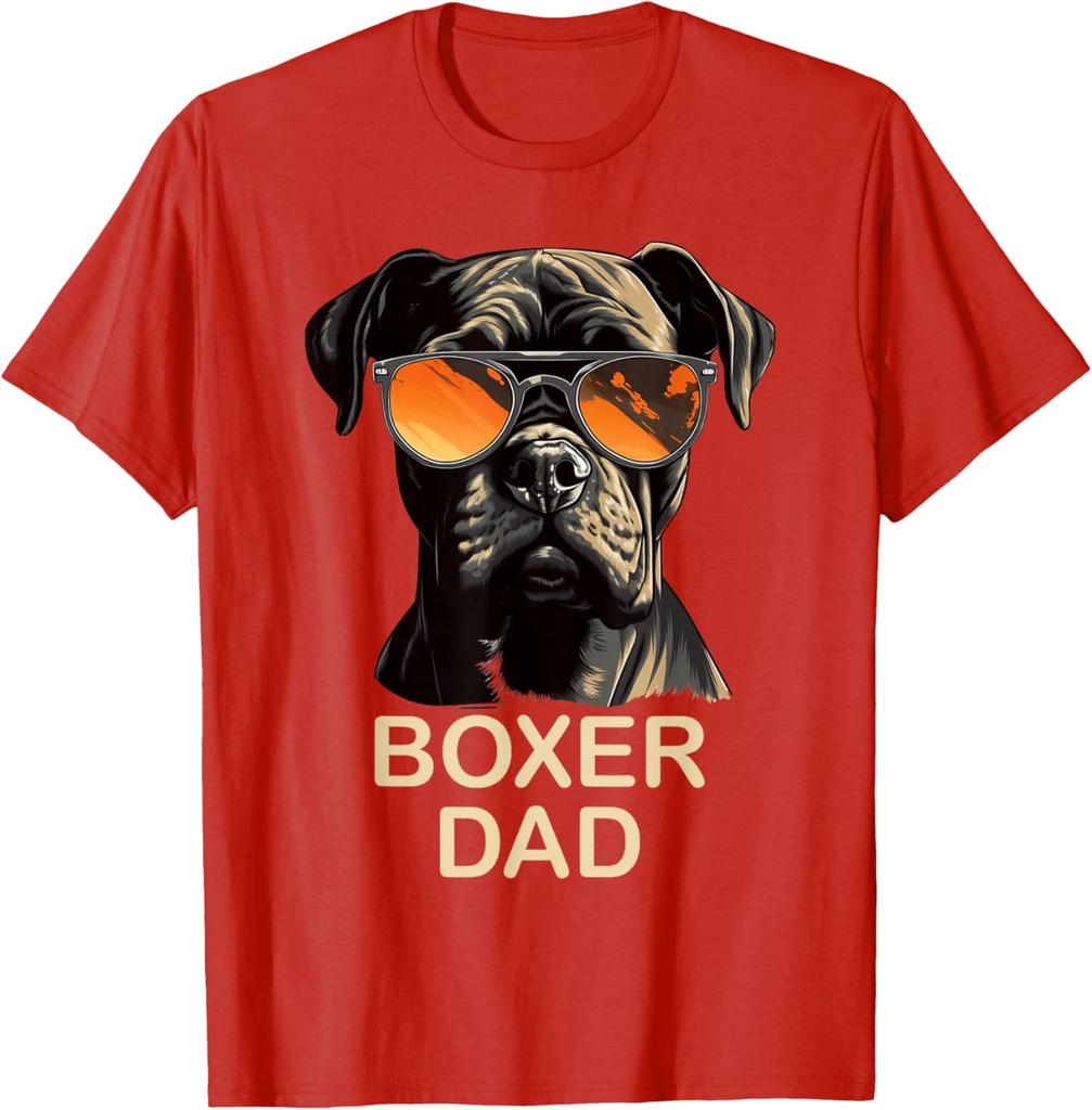 T-shirt Grafica Boxer Papà Cane con Occhiali da Sole Regalo Divertente per Proprietario di Boxer