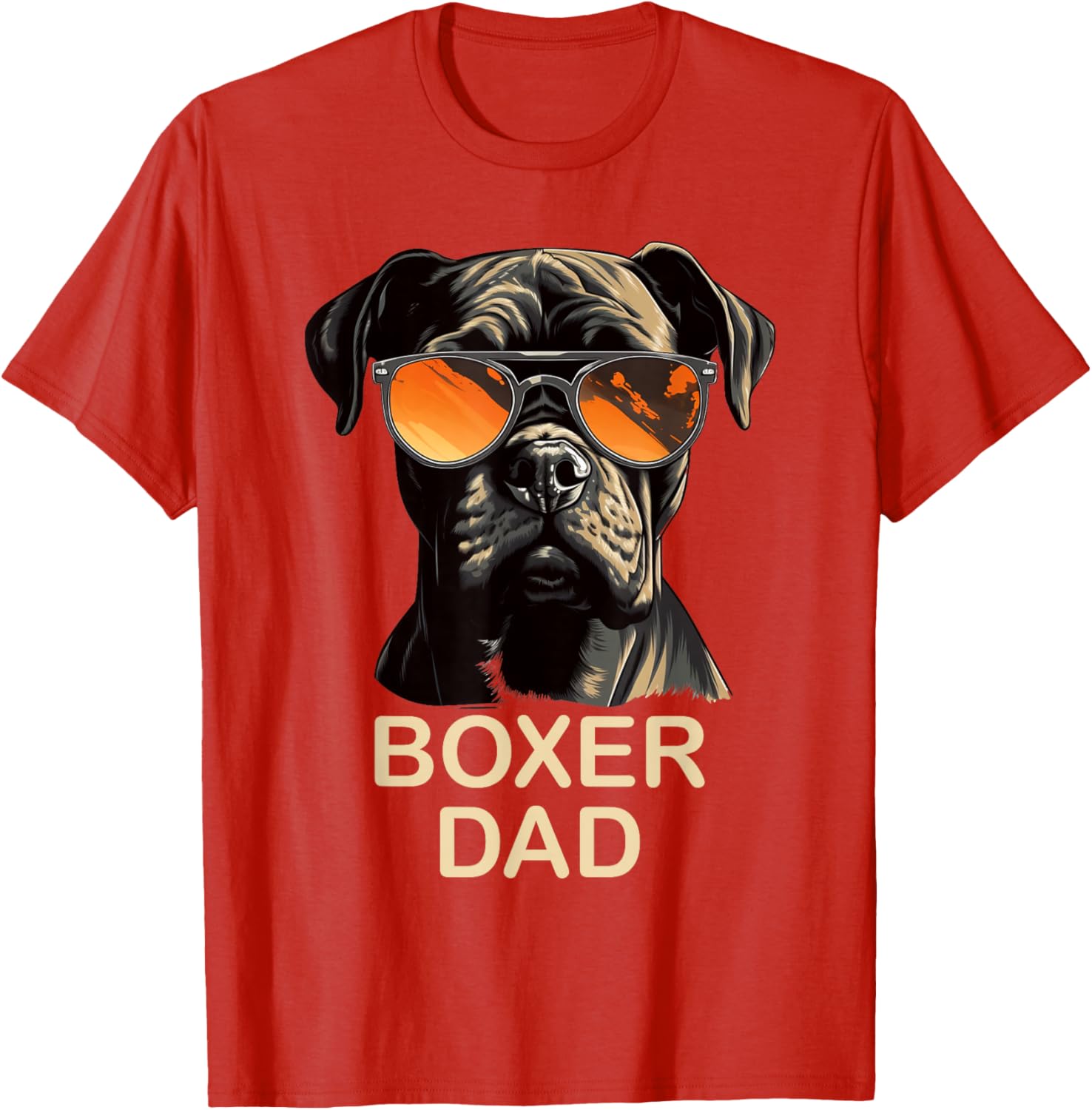 Boxer Dad Dog Wearing Sunglasses Graphic Tee Funny Boxer Owner Gift TShirt S