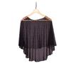 Two Colors Pearl Beaded Sheer Tulle Cape Shrug, Asymmetric Long Back Train Mesh Cover Up Round Neck for Strapless Wedding Bridal Evening Gown