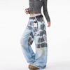 Women's Retro Plaid Hip Hop Wide-Leg Jeans - 2025 Spring/Autumn Collection