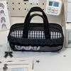 Handheld Pencil Case Plaid Polka Dot Stationery Bag Aesthetic Stationery Organizer  Students