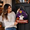 Wooden Halloween Welcome Sign with and Pumpkin Design, 2D Flat Wall Decor for Front Door