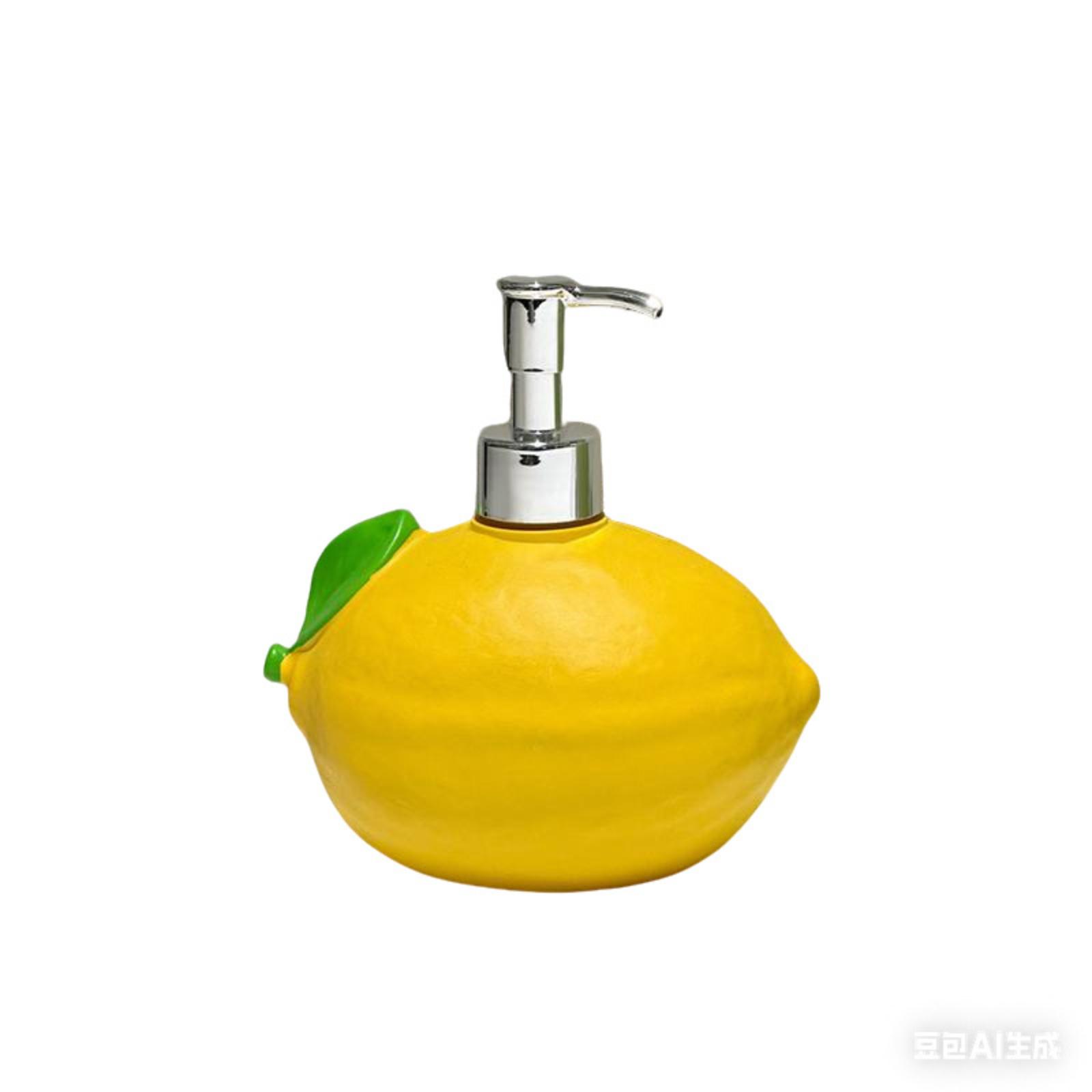 

Ceramic Lemon Shaped Soap Dispenser with Pump for Bathroom Kitchen Countertop Creative Liquid Container Decor one size жёлтый
