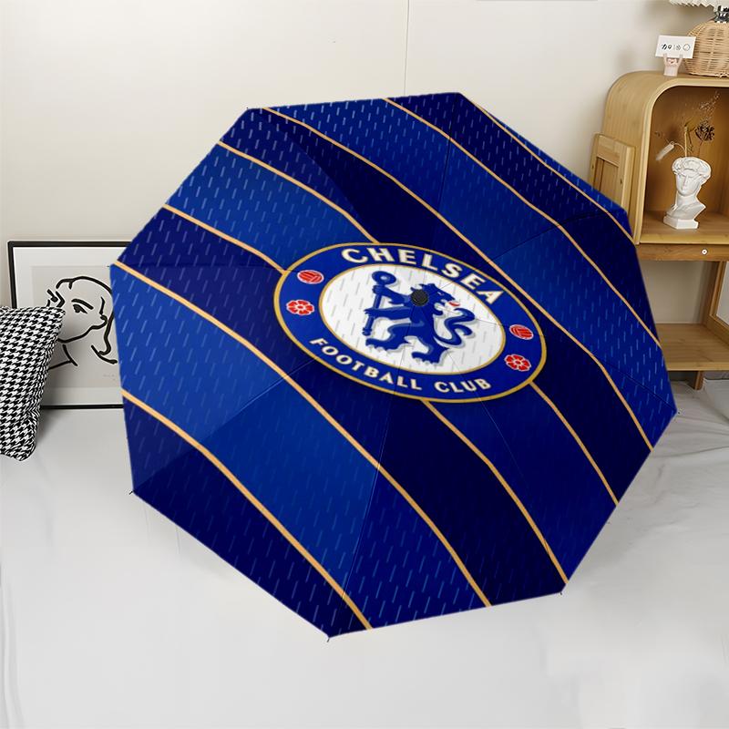 Automatischer Regenschirm im Chelsea Football Club Design, Leicht & Tragbar, 8 Speichen, Perfekt für Reisen im Freien, Geburtstage, Weihnachten, Geschenke.