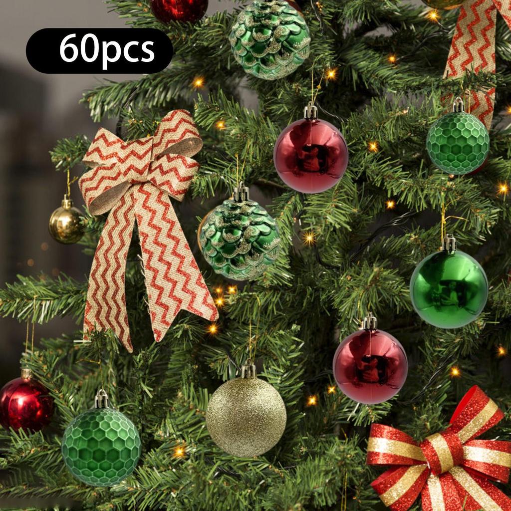 60x Christmas Balls Ornaments Xmas Decoration DIY Projects Hanging Baubles for
