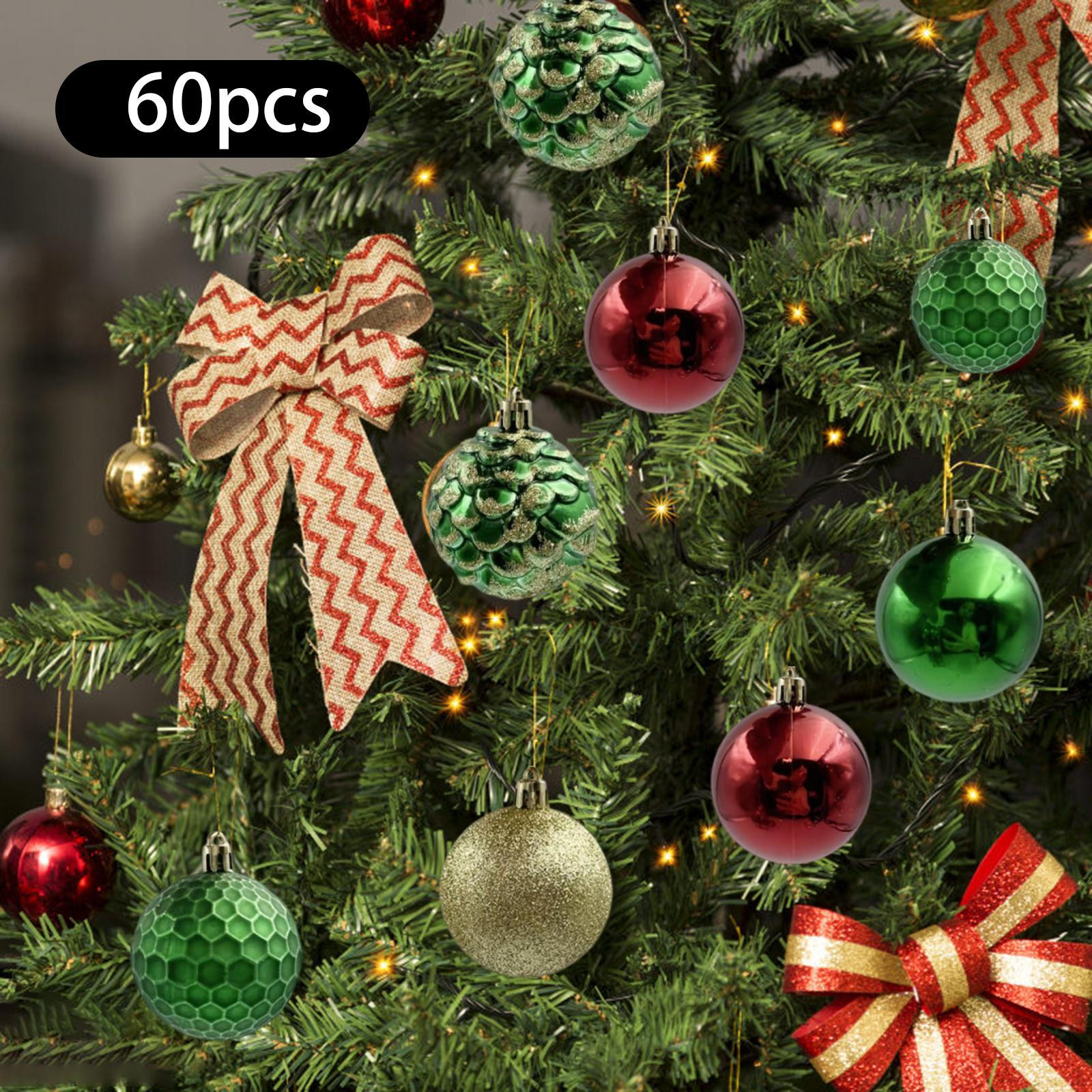 

60x Christmas Balls Ornaments Xmas Decoration DIY Projects Hanging Baubles for