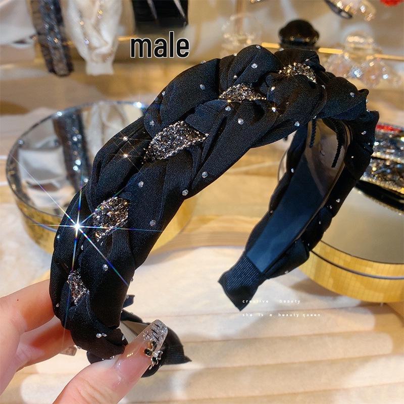 

Повязка на голову Lux Black Rhinestone Twist: Элегантный универсальный аксессуар для волос для женщин — идеально подходит для выхода в свет, макияжа и умывания лица.