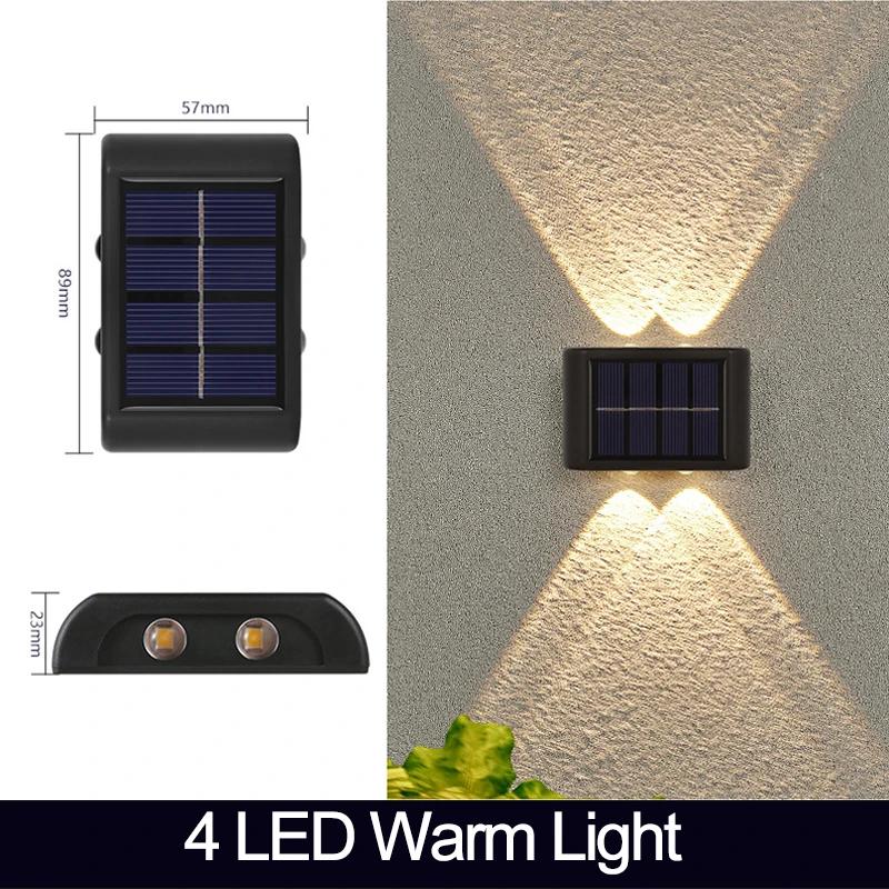 LED Solar Lights Wall Lamp Waterproof Outdoor UP and Down Lighting Solar Powered Lamps Garden Fence Yard Decoration Sunlight