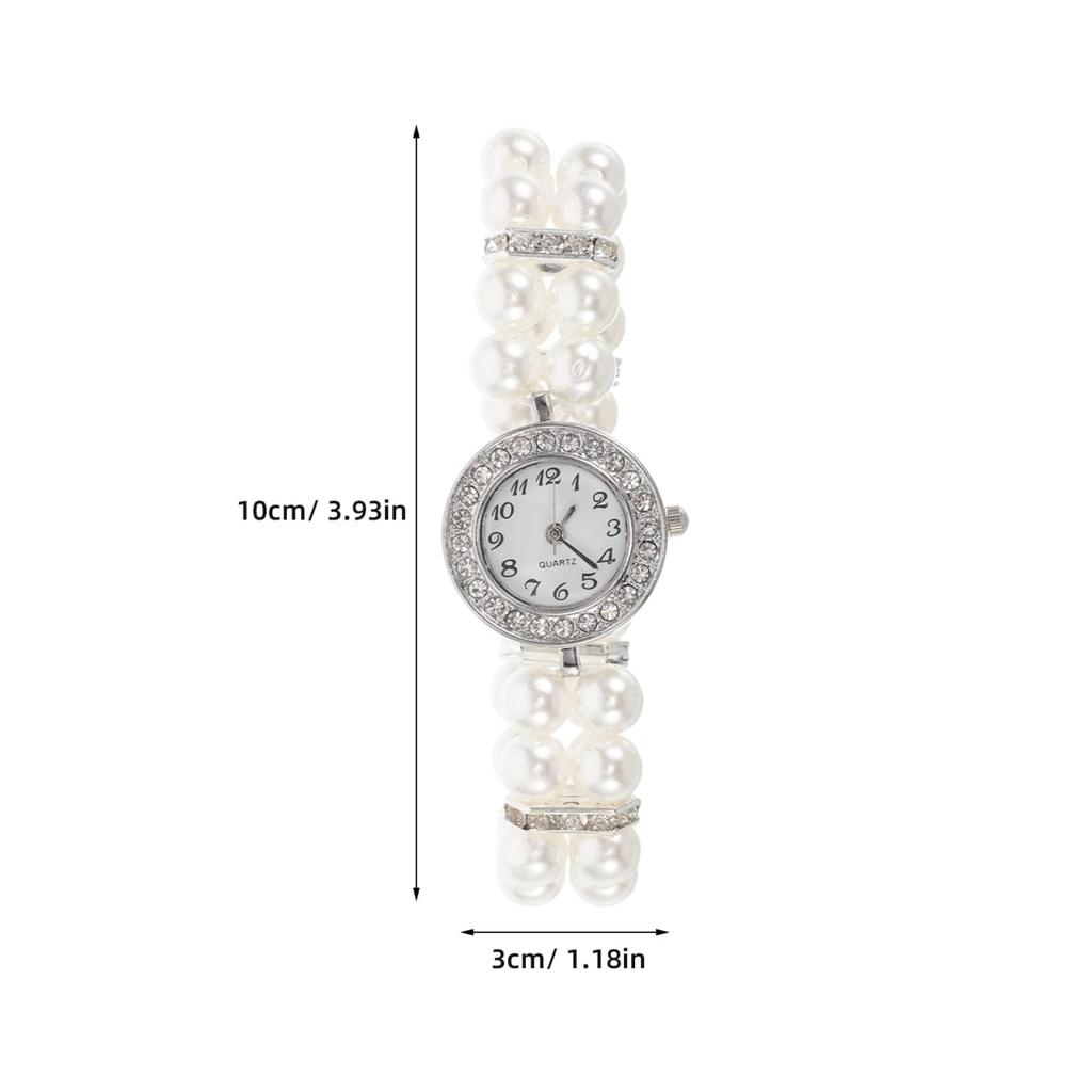 JECOMPRIS Bangle Pearl Bracelet Rhinestone Vintage Gold Sparkly Watch for Cuff White Women's Watch, Jewelry, Watch, Watch, Women, Women's Watch,