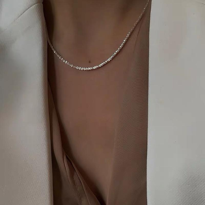 Shiny Sparkling copper Plated Clavicle Chain Necklace Bracelet Zircon Set for Women Minimalist Starry Sky Accessories